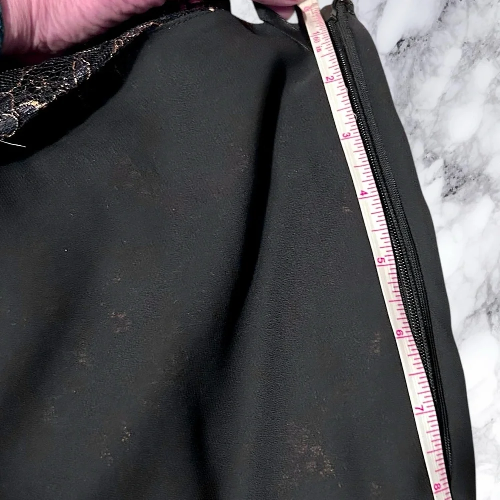 LAUREN RALPH LAUREN Skirt Womens 14 Black Gold Lace Tier MIDI Cocktail - Picture 13 of 14